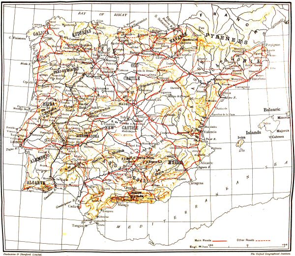 Map of Spain and Portugal